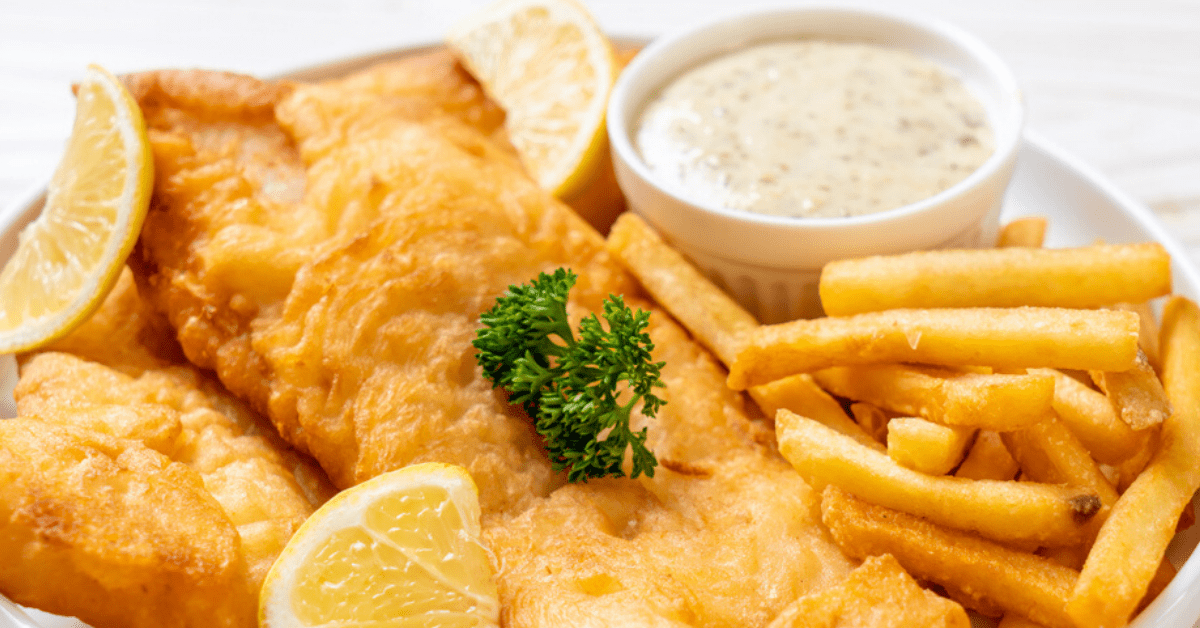 Long John Silver's signature dishes Batter-Dipped Fish (various types), Fried Shrimp, Chicken Planks, Hushpuppies, Coleslaw.